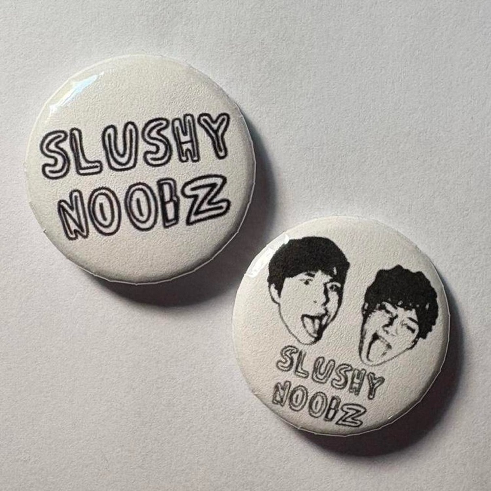 Slushy Noobz YouTuber Button Pins 1.25 inches homemade